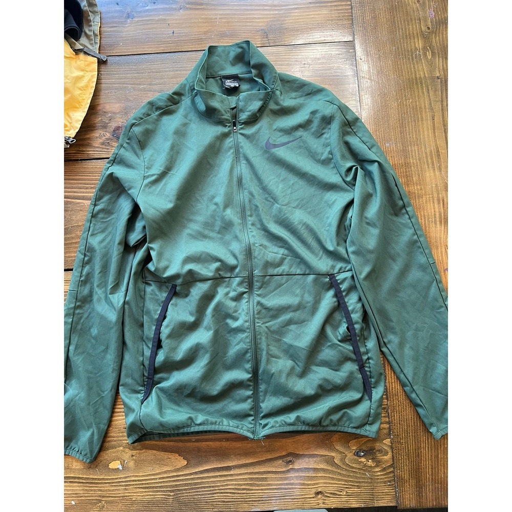 Nike Dri-FIT Mens Full Zip Track Jacket Green Standard Fit Small Mock Neck